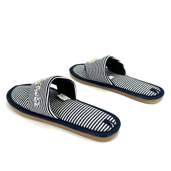 Nautica Livia Women Flip-Flop Sandal Sz 7 Navy White Stripes Embroidered Accent - Picture 2 of 12